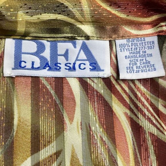 BFA Classics Vintage 90s Gold Metallic Pinstripe Blouse sz L - Picture 5 of 5